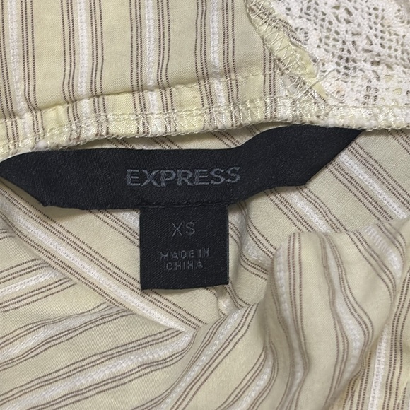 2010s Express Beige Striped Top with Lace Detail, sleeveless, XS - Picture 9 of 10